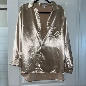 Silky button down top